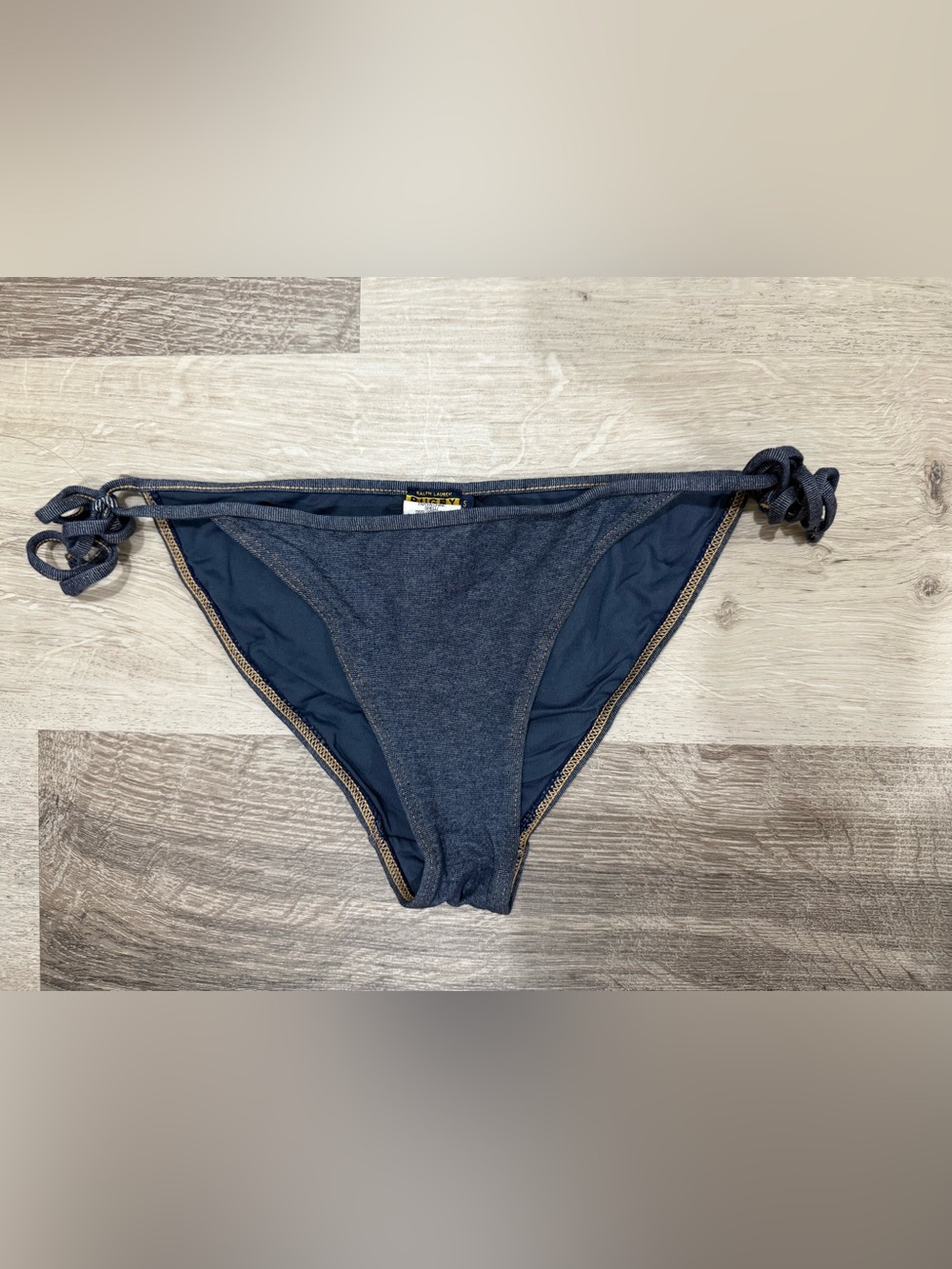 Rare Vintage Rugby Ralph Lauren Denim Print Side Tie Bikini Bottom Pocket Size S